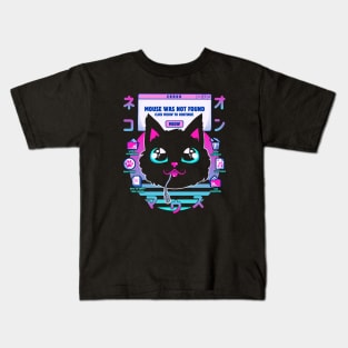 Vapor Wave Cat Mouse Not Found by Tobe Fonseca Kids T-Shirt